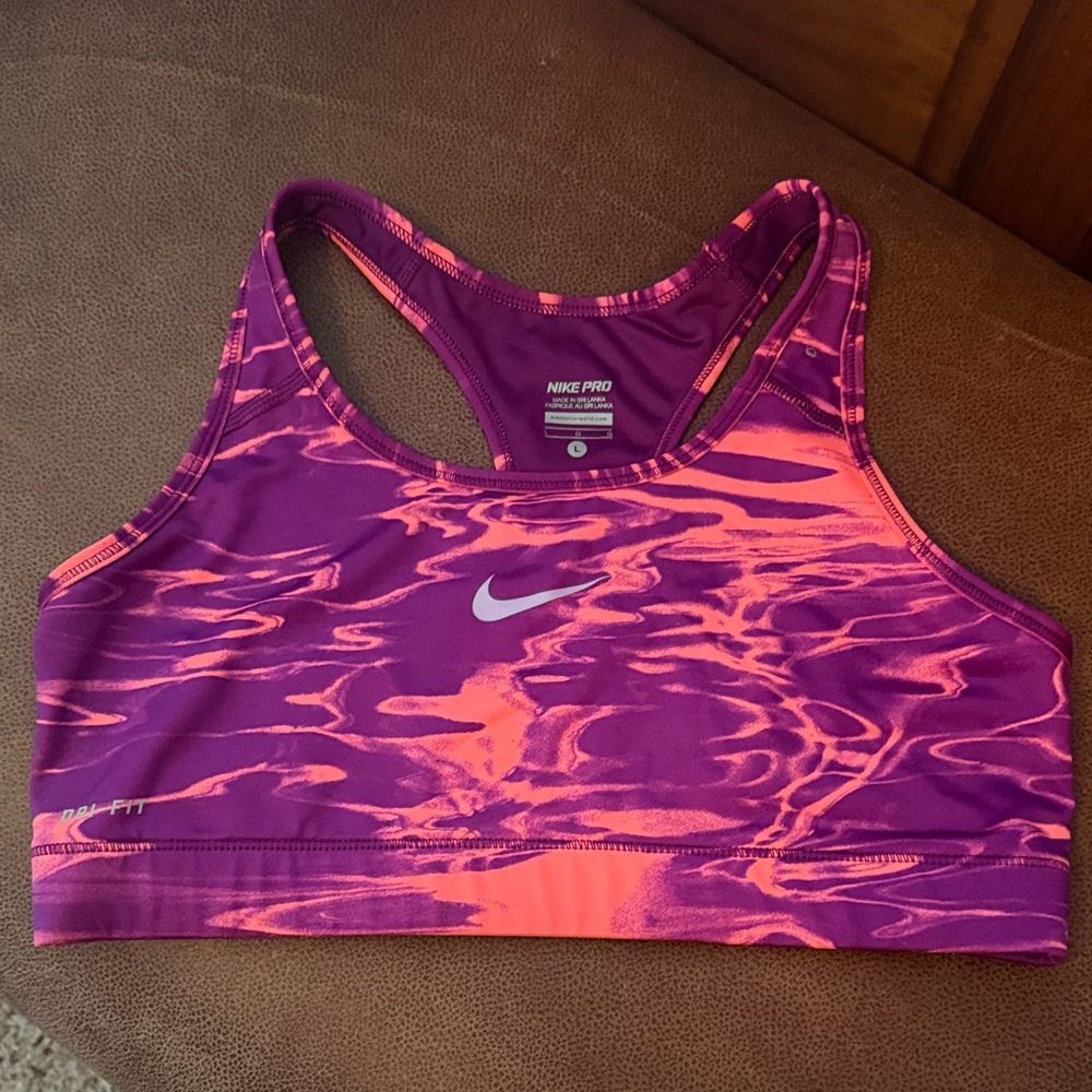 Nike Women's Purple & Pink Patterned Dri-FIT Sports Bra